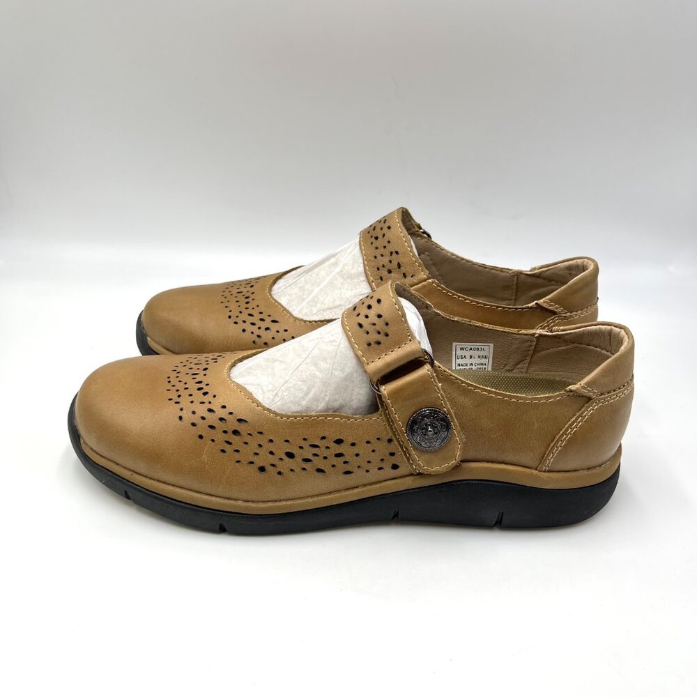 9.5N 9.5 NARROW WIDTH Propet Selena Brownβ Leather Mary Jane Comfort Flats Shoes - Picture 6 of 13